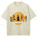 Unisex Samurai Champloo Walking in Moonlight Printed Washed Tee