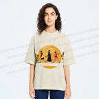 Unisex Samurai Champloo Walking in Moonlight Printed Washed Tee