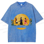 Unisex Samurai Champloo Walking in Moonlight Printed Washed Tee