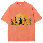 Unisex Samurai Champloo Walking in Moonlight Printed Washed Tee