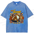 Unisex Vintage Heaven Tiger Printed Washed Tee