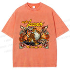 Unisex Vintage Heaven Tiger Printed Washed Tee
