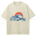 Unisex Retro Wave Printed Washed Tee