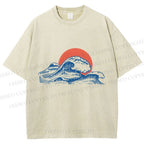 Unisex Retro Wave Printed Washed Tee