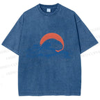 Unisex Retro Wave Printed Washed Tee