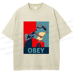 Unisex Frog Obey Graphic Tee Printed Washed Tee