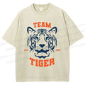 Unisex Team Tiger Printed Washed Tee