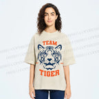 Unisex Team Tiger Printed Washed Tee