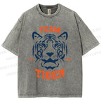 Unisex Team Tiger Printed Washed Tee