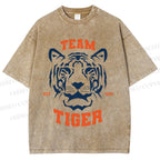 Unisex Team Tiger Printed Washed Tee