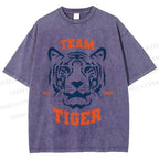 Unisex Team Tiger Printed Washed Tee