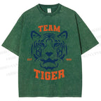Unisex Team Tiger Printed Washed Tee