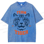 Unisex Team Tiger Printed Washed Tee