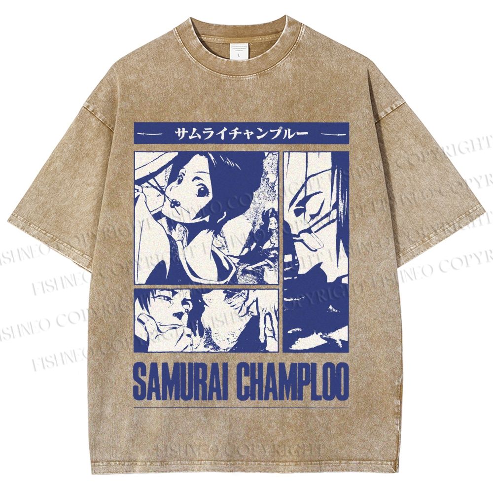 Unisex Samurai Champloo Printed Washed Tee