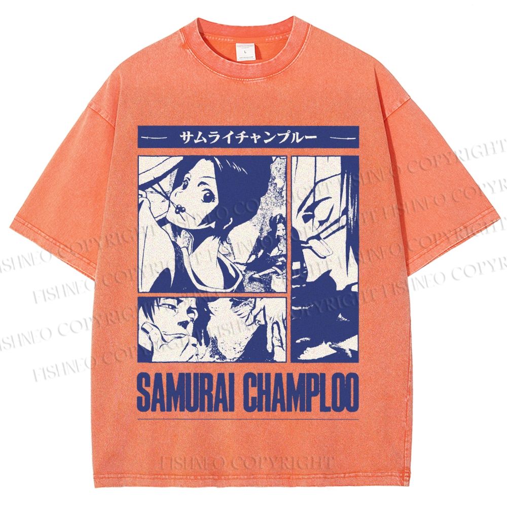 Unisex Samurai Champloo Printed Washed Tee