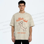 Unisex Dachshund Coffee Club Morning Printed Washed Tee