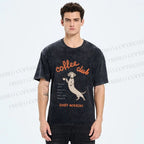 Unisex Dachshund Coffee Club Morning Printed Washed Tee