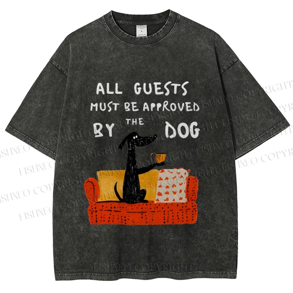 Unisex Dog-Approved Guest List Printed Washed Tee