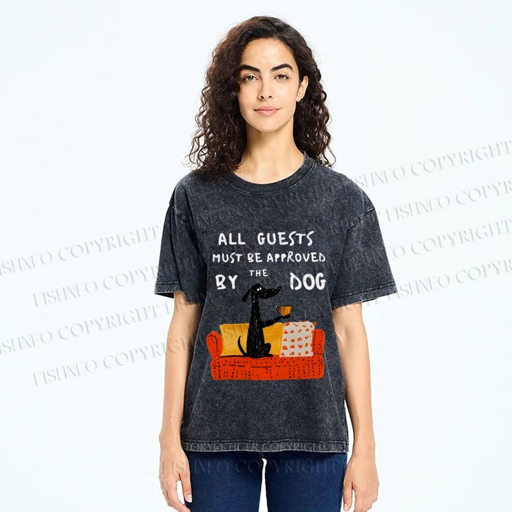 Unisex Dog-Approved Guest List Printed Washed Tee