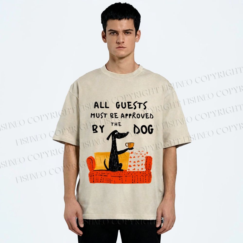 Unisex Dog-Approved Guest List Printed Washed Tee