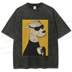 Unisex Cool Canine Coffee Break Printed Washed Tee