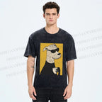 Unisex Cool Canine Coffee Break Printed Washed Tee