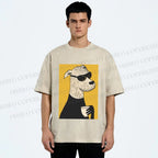 Unisex Cool Canine Coffee Break Printed Washed Tee
