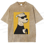 Unisex Cool Canine Coffee Break Printed Washed Tee
