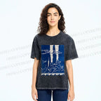 Unisex Blue Hawai New Hawai Printed Washed Tee