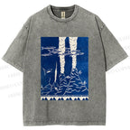 Unisex Blue Hawai New Hawai Printed Washed Tee