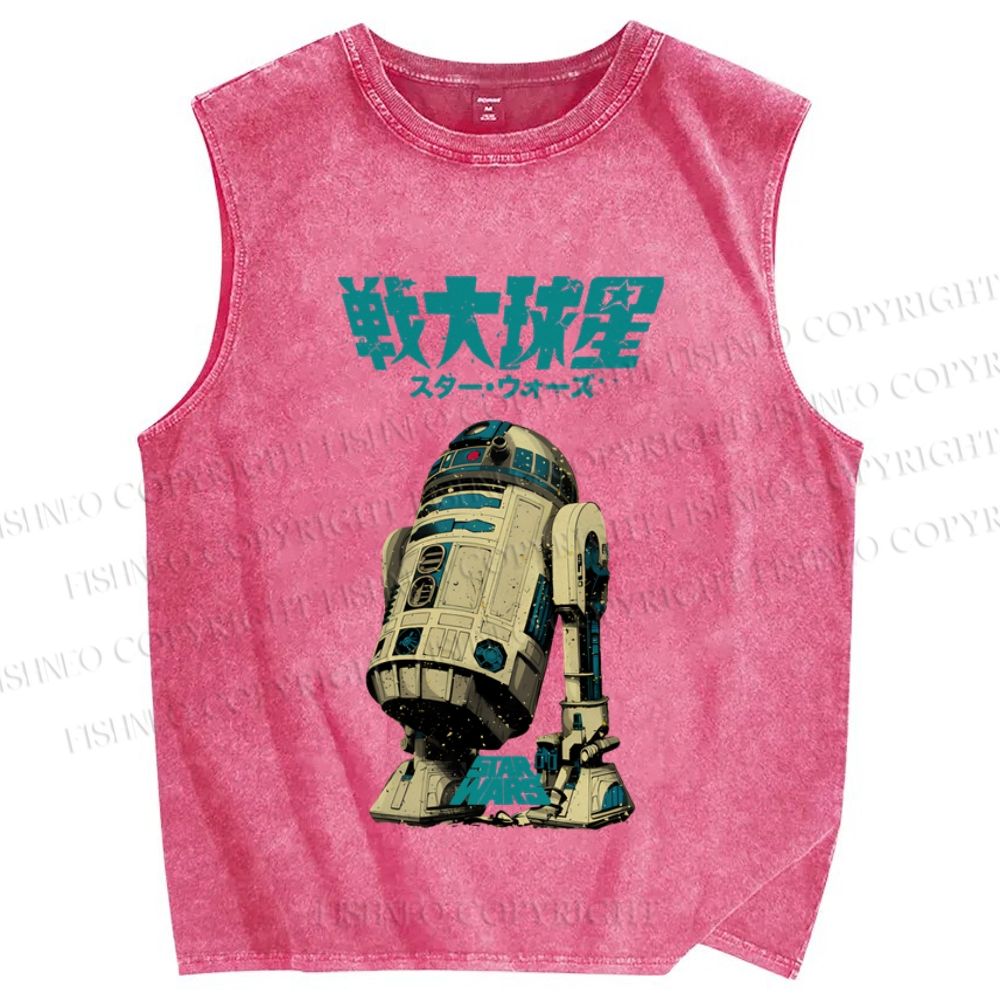 Unisex  Star Wars Japanese Printed Washed Tank Top