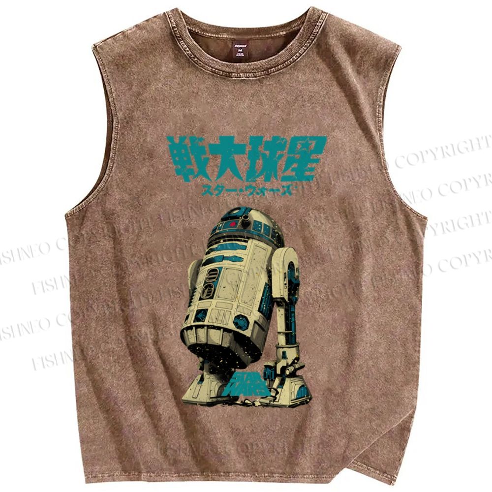 Unisex  Star Wars Japanese Printed Washed Tank Top