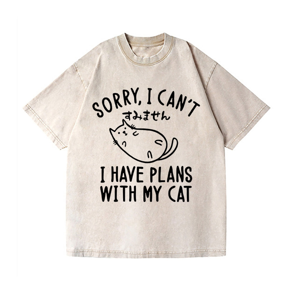 Cat Vintage Wash Japanese Design T-Shirt