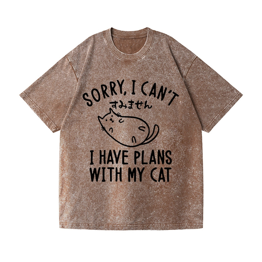 Cat Vintage Wash Japanese Design T-Shirt
