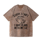 Cat Vintage Wash Japanese Design T-Shirt