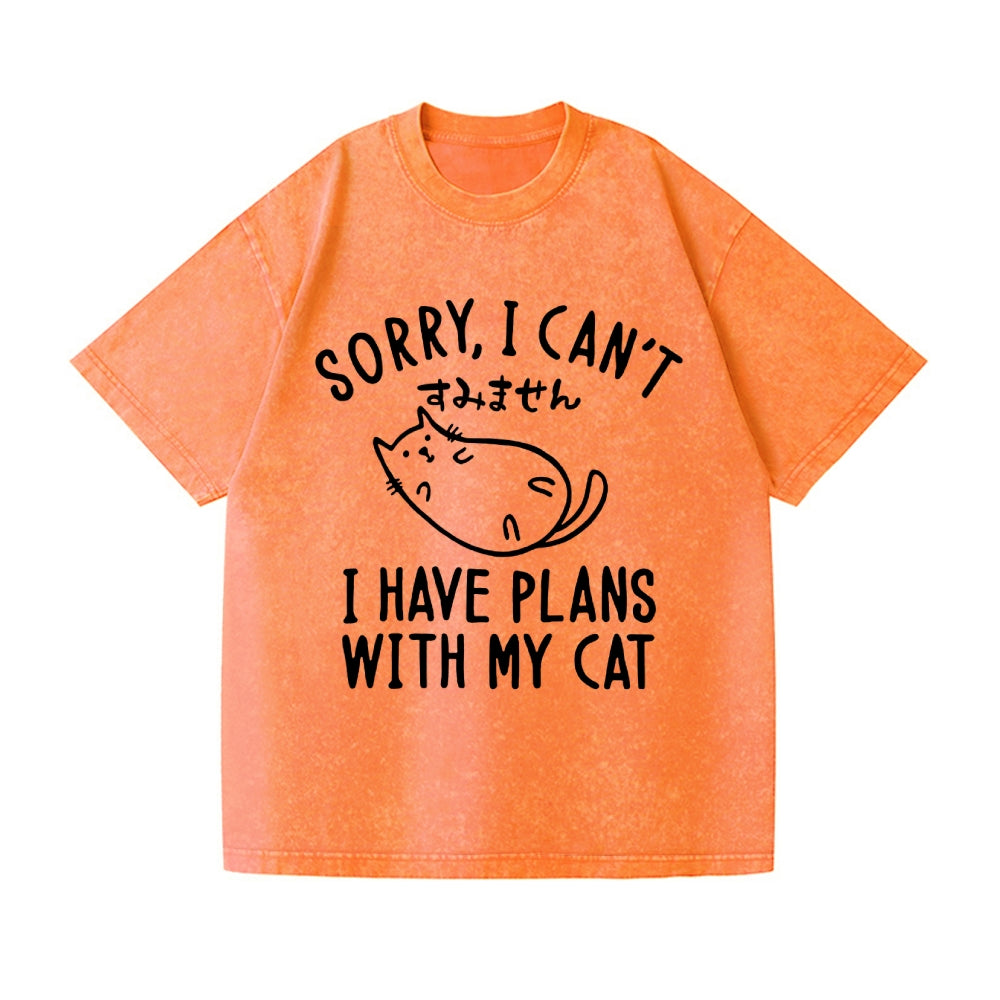 Cat Vintage Wash Japanese Design T-Shirt