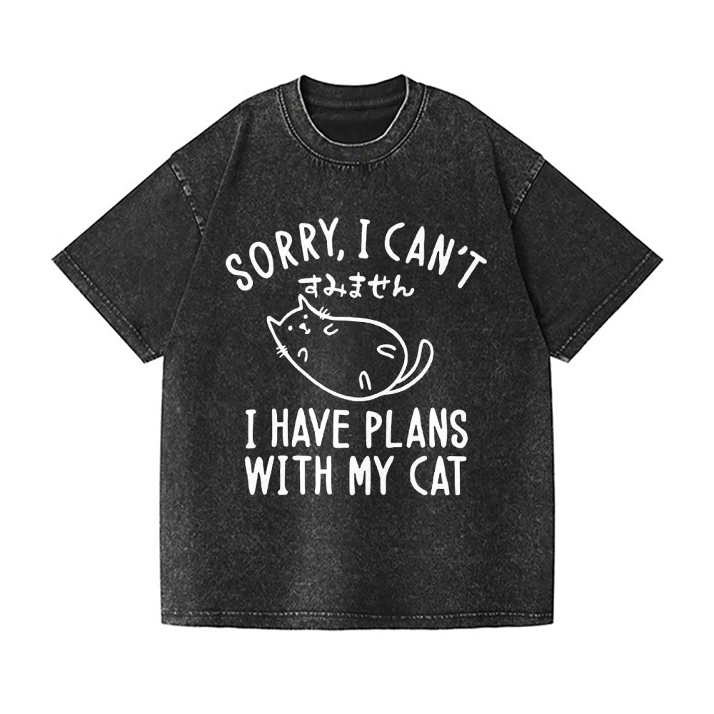 Cat Vintage Wash Japanese Design T-Shirt