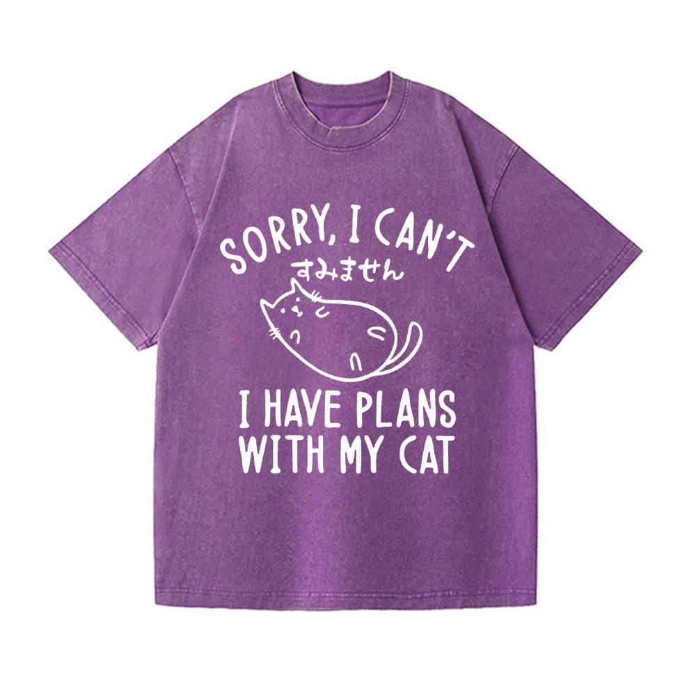 Cat Vintage Wash Japanese Design T-Shirt