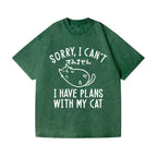Cat Vintage Wash Japanese Design T-Shirt