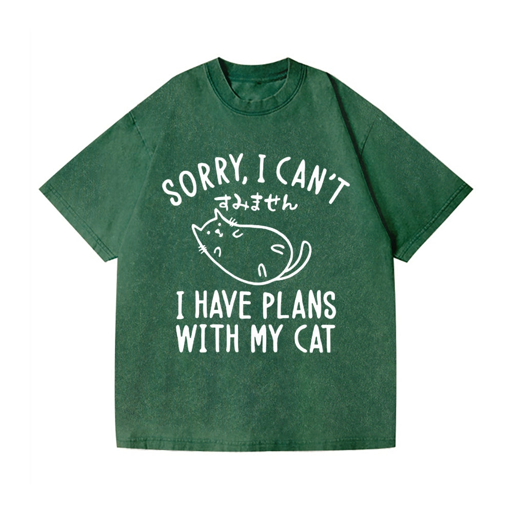 Cat Vintage Wash Japanese Design T-Shirt