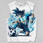 Unisex Playing Soccer Goku Printed Tank Top