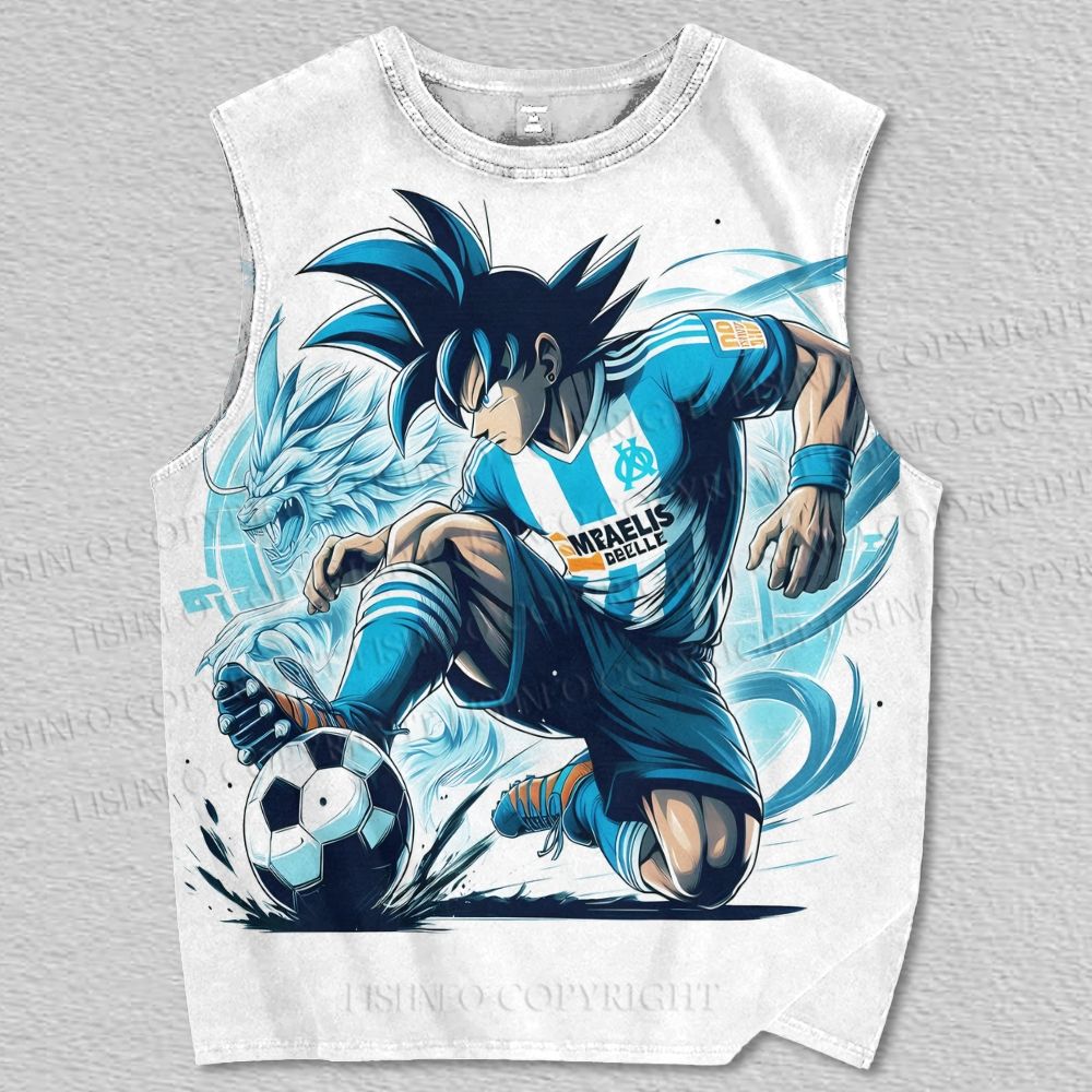 Unisex Playing Soccer Goku Printed Tank Top