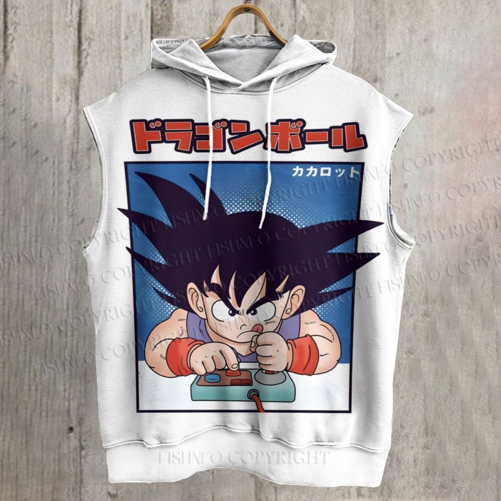 Unisex Dragon Ball Goku Printed Sleeveless Hoodie
