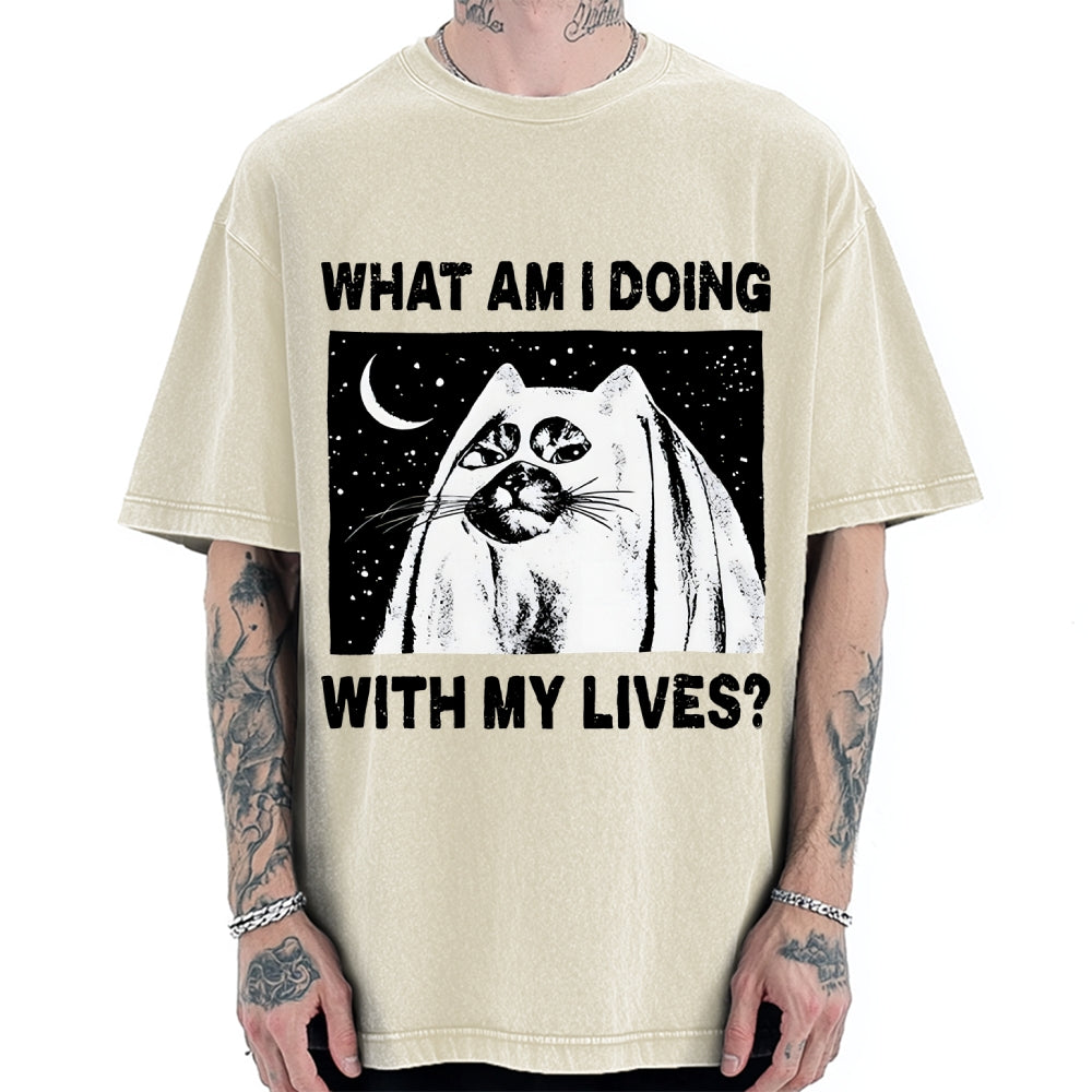 What Am I Doing With My Lives Vintage Washed T-shirt