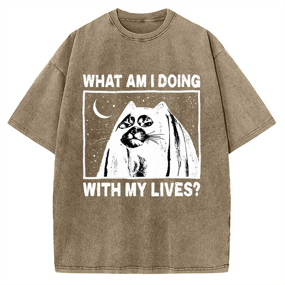 What Am I Doing With My Lives Vintage Washed T-shirt