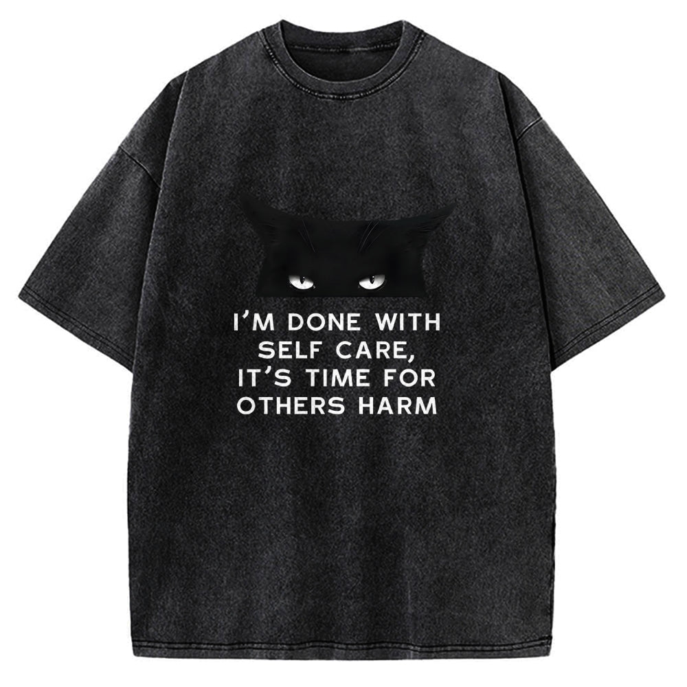 Cat That Gave Up Self-comfort Vintage Washed T-shirt