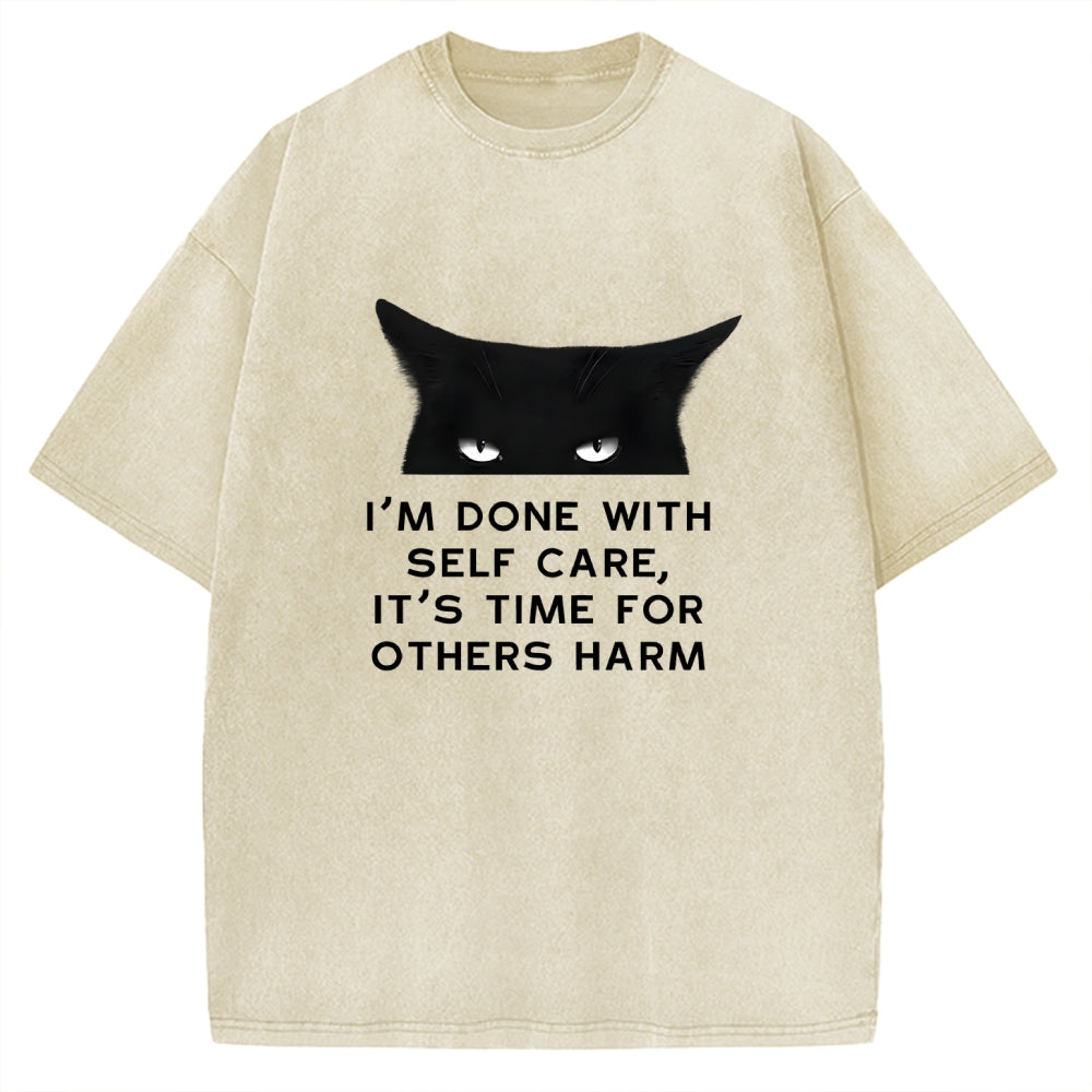 Cat That Gave Up Self-comfort Vintage Washed T-shirt