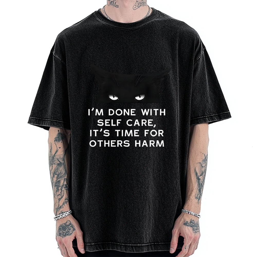 Cat That Gave Up Self-comfort Vintage Washed T-shirt