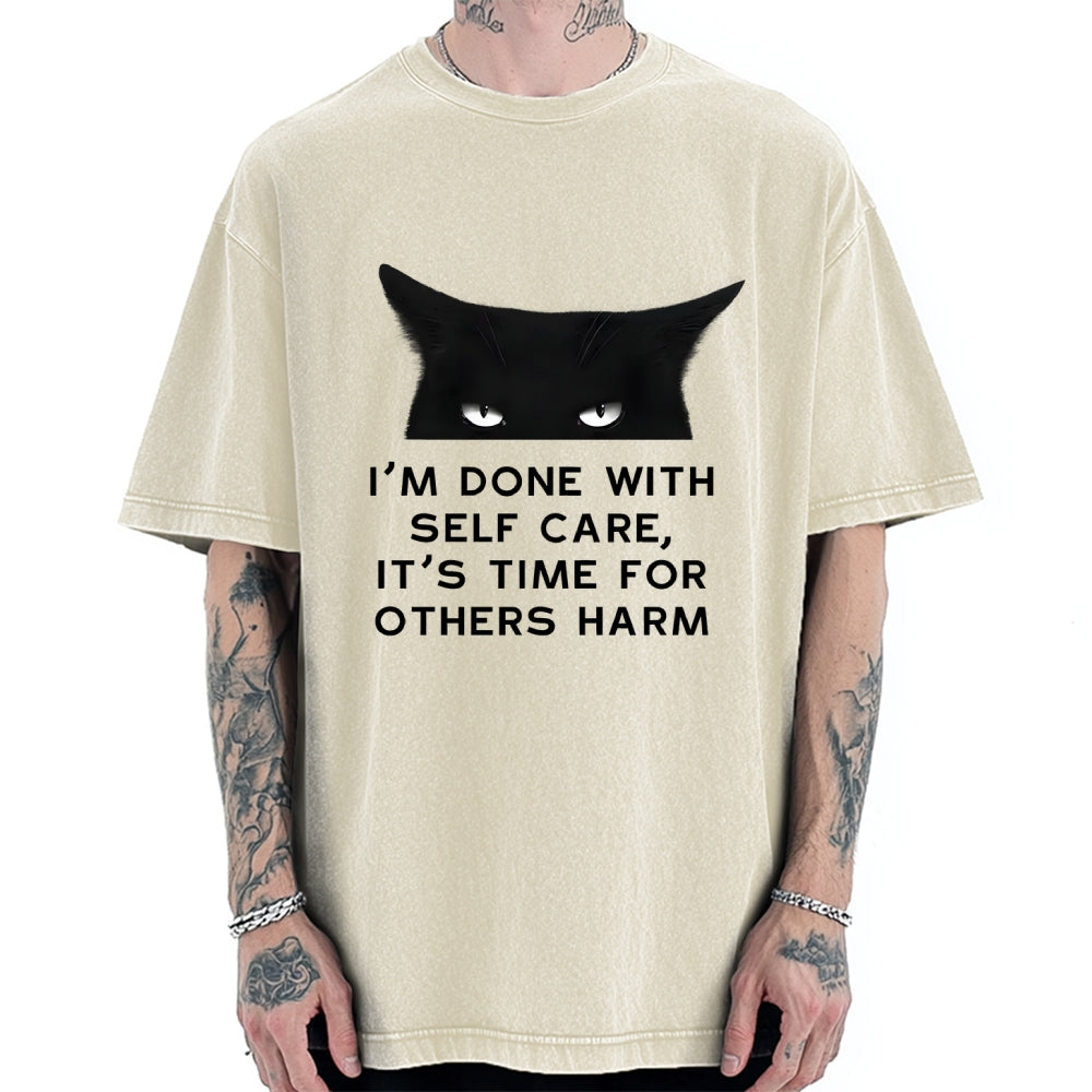 Cat That Gave Up Self-comfort Vintage Washed T-shirt