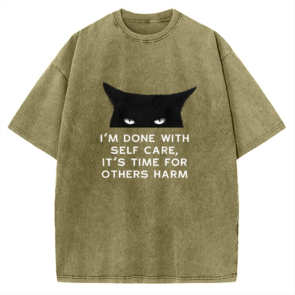 Cat That Gave Up Self-comfort Vintage Washed T-shirt